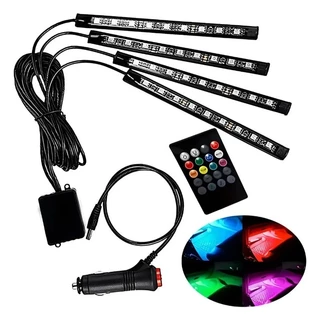 Kit Luz Atmosfera Interna 4 Tiras Rgb 9 Leds Tuning Tarponn