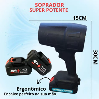 Soprador De Folhas Turbo Portátil Recarregável 48v Com 2 Baterias Potente Limpeza Interna e Externa