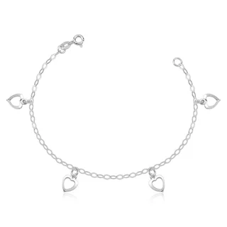 Pulseira Feminina de Prata 925 Corações Vazados em Oferta na Shopee