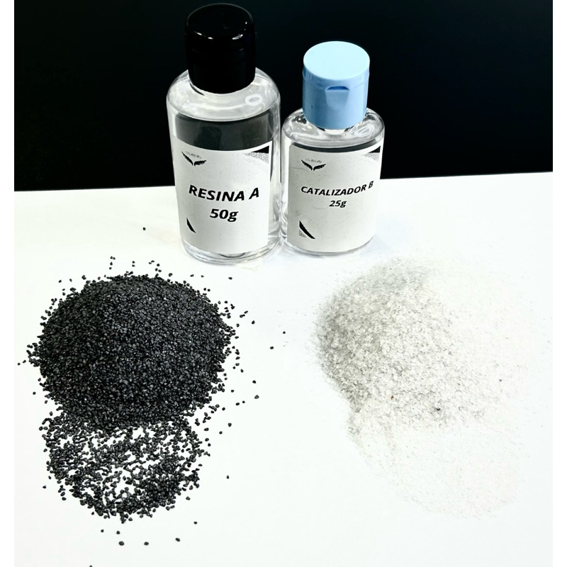 Kit para tratar 10 a 12 Raquetes Beach Tennis, Abrasivo + Resina 50g cada