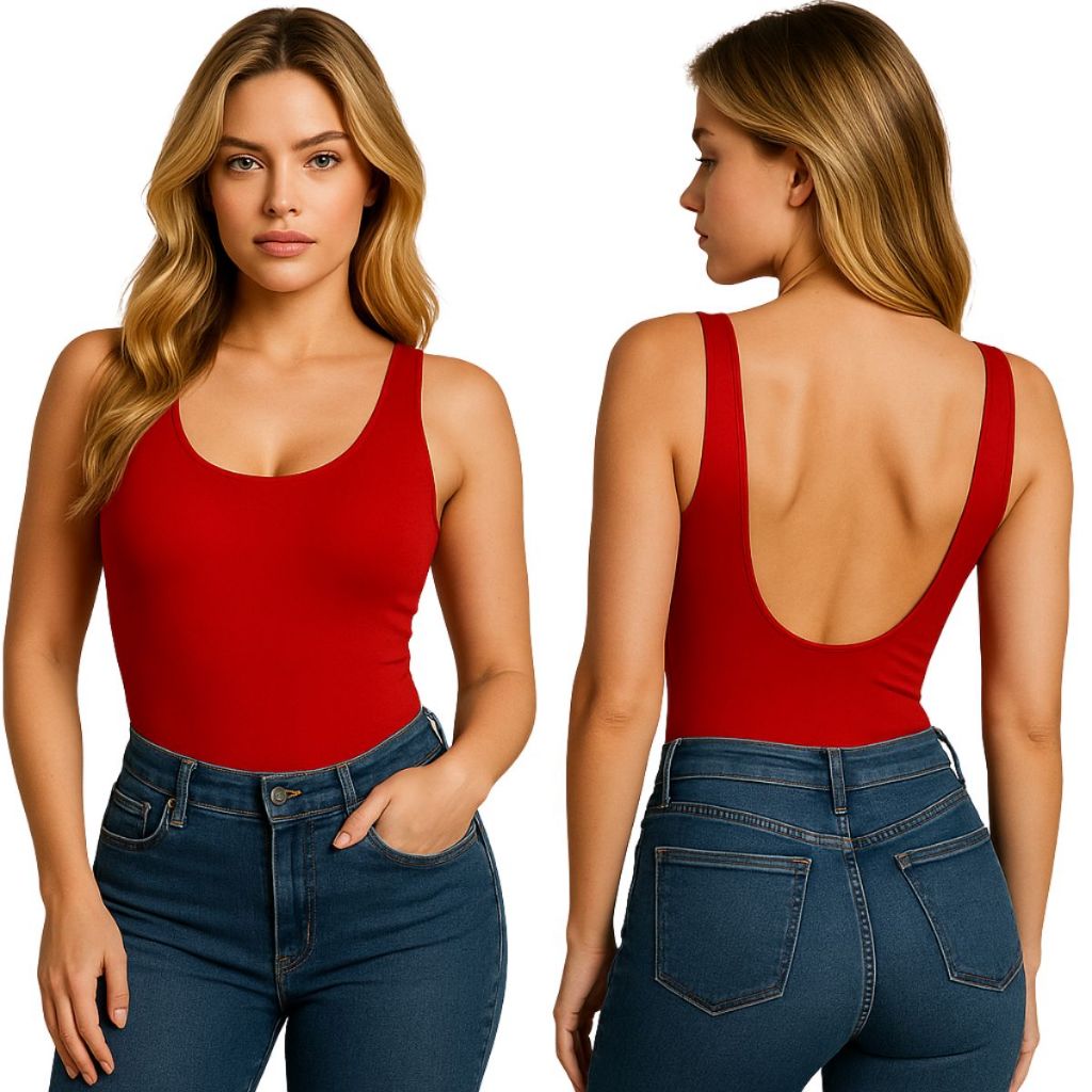 Body Maiô Feminino Regata Com Bojo Decote Cavado nas Costas Suplex Ref ...