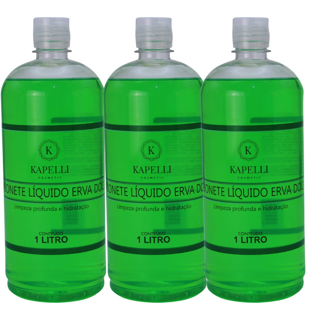 Sabonete Líquido Erva Doce 1 Litro Kapelli - 3 unidades | Shopee Brasil