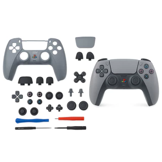 Kit Carcaça Controle PS5 Cinza Edição 50 Anos + Ferramentas