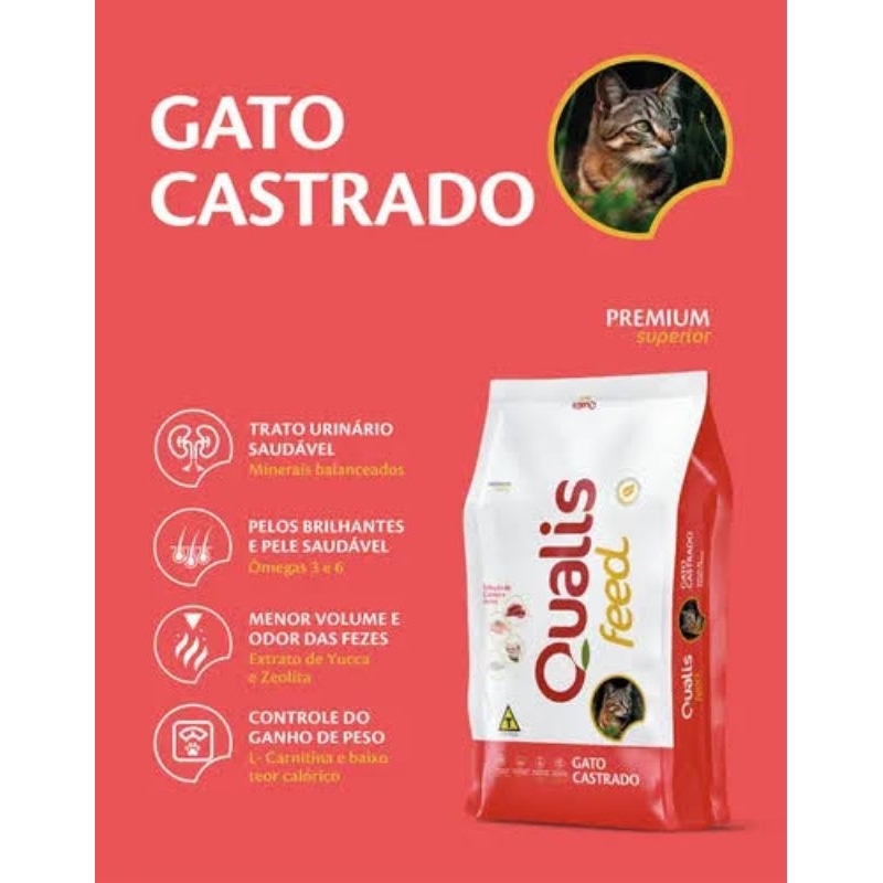 QUALIS FEED GATO CASTRADO 10 kg (10 pacotes individuais de 1kg)