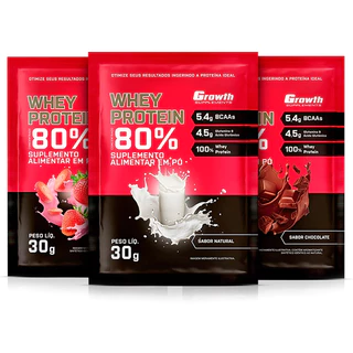 10x Dose Whey Protein Concentrado 80% Sachês de 30g - Growth Supplements