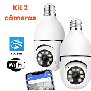 Kit 2 Câmeras segurança wifi ip sem fio 360 encaixe lampada Infravermelho sem fio ptz full HD G4