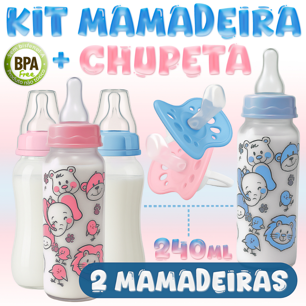 Kit Mamadeira para Bebê Mamadeira Bico de Peito | Shopee Brasil
