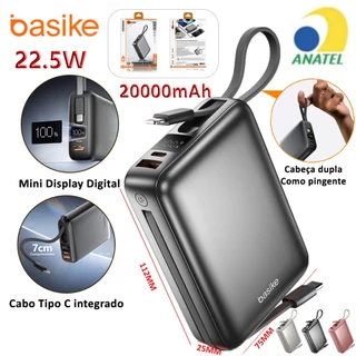 BASIKE Carregador Portátil 20000mAh - Carregamento Rápido 22.5W Power Bank Carregador Saída dupla Tipo C