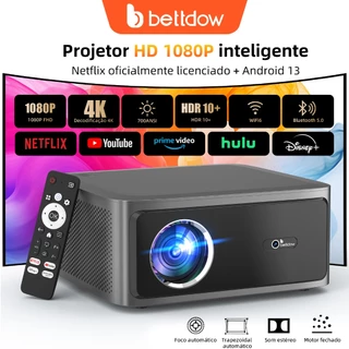 Projetor Netflix BETTDOW 1080P 4K Full HD 1000ANSI com tela grande de 300 polegadas HDR10+ Bluetooth 5.0 em Oferta na Shopee