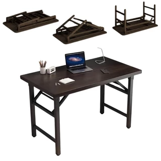 Mesa Dobrável Escritório Tampo Madeira 80x40x75 cm Tampo Tipo Mármore Preto e Tipo Branco Snel Home em Oferta na Shopee