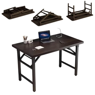 Mesa Dobrável Escritório Tampo Madeira 80x40x75 cm Tampo Tipo Mármore Preto e Tipo Branco Snel Home em Oferta na Shopee