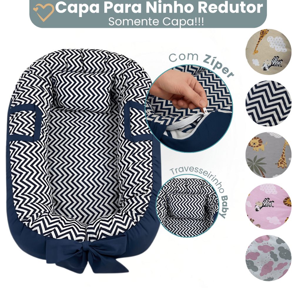 Capa Ninho Redutor de Berço Para Bebe Linha Safari Menino Menina ...