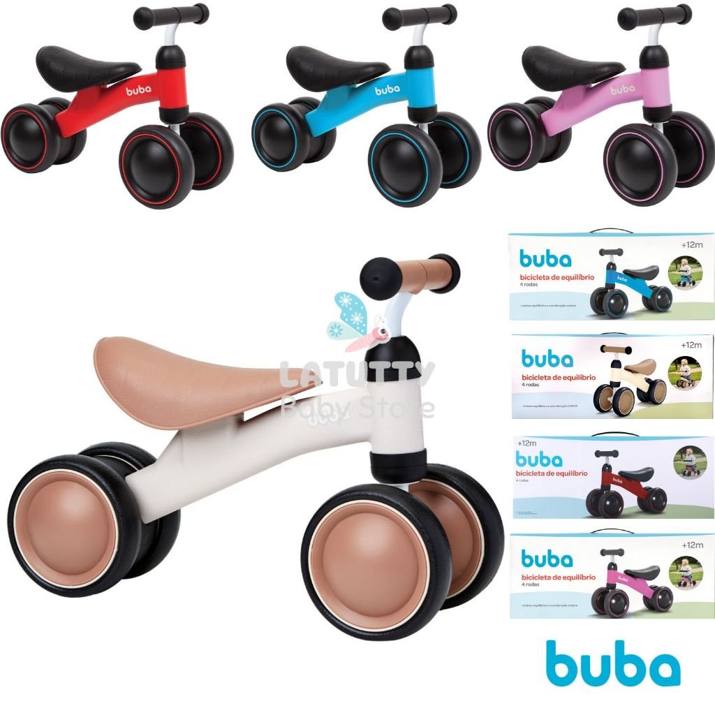 Bicicleta De Equilíbrio Infantil Buba Com 4 Rodas Menina Menino Azul ...