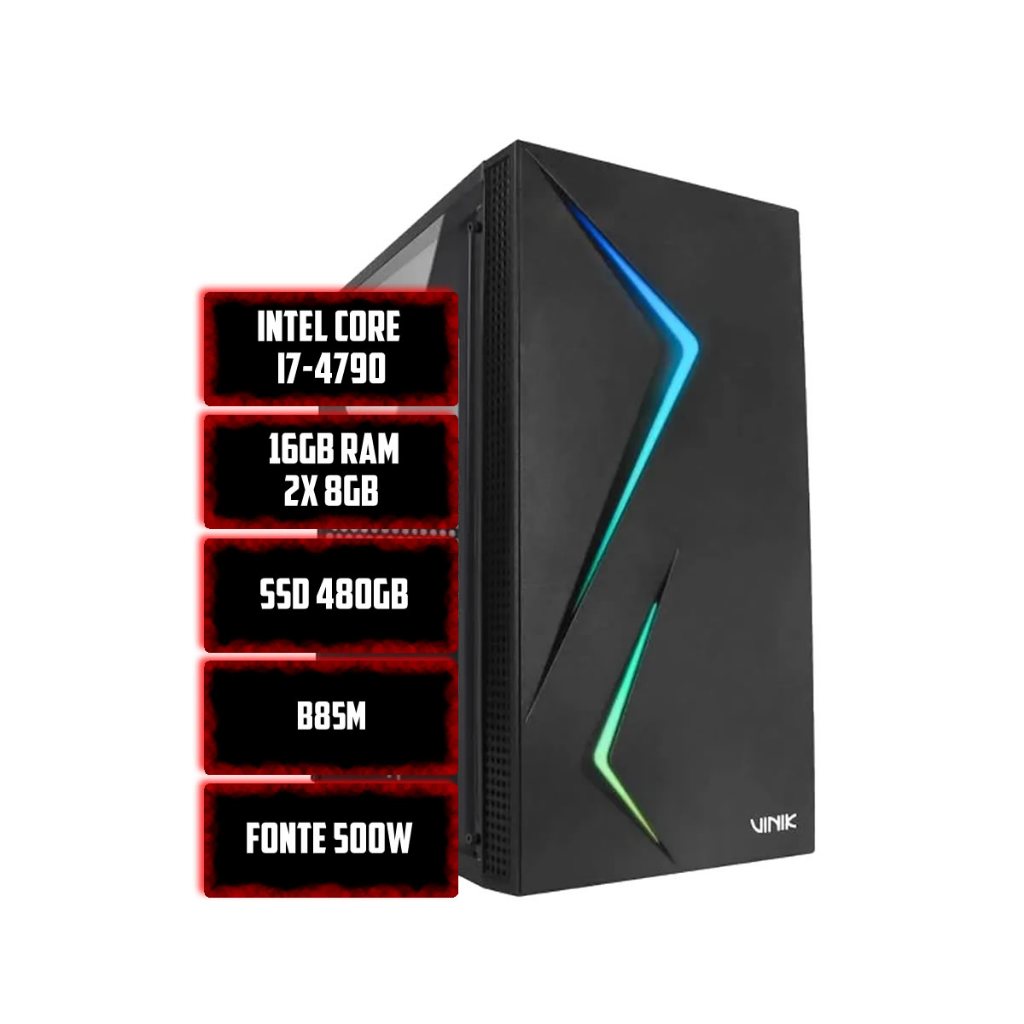 PC INTEL HOME INTEL CORE I7 4790 B85M 16GB SSD 480GB 500W GABINETE