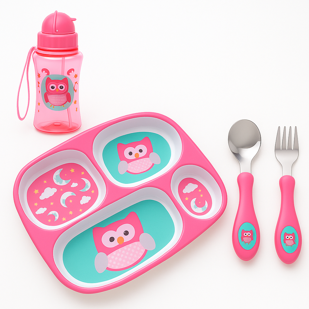 Kit Introdução Alimentar para Bebê Prato + Utensílios Garrafa Criança ...