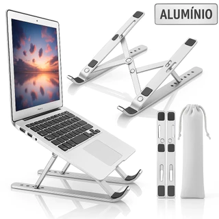 Suporte Para Notebook Base Dobrável de Alumínio Ergonômico Ajustável Fino Portátil Com Estojo