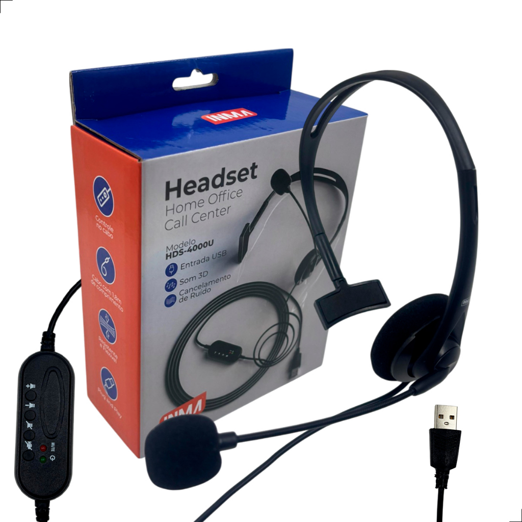 Headset Fone Ouvido Com Microfone para Pc Notebook Computador Call ...