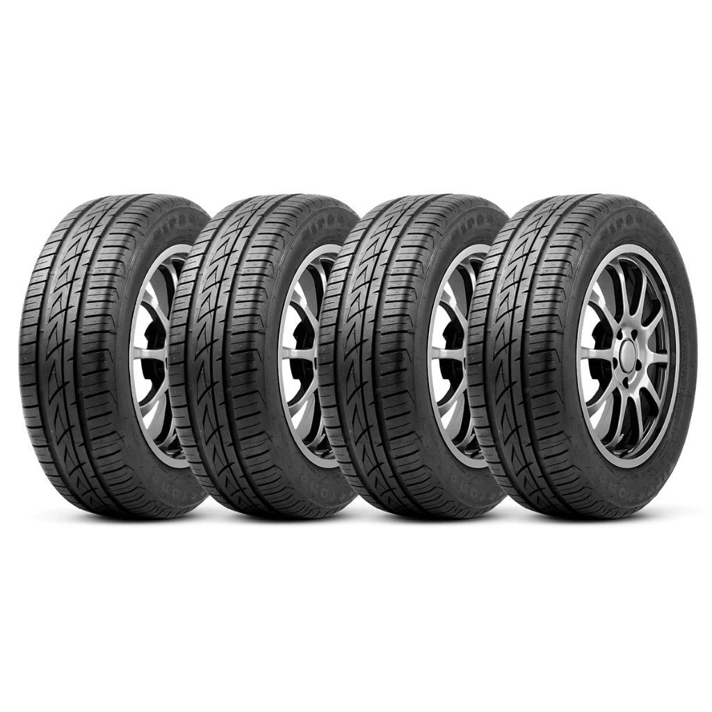 Kit com quatro pneus Firestone F-600 175/70R14 84T alinhados, exibindo o perfil lateral e a banda de rodagem.