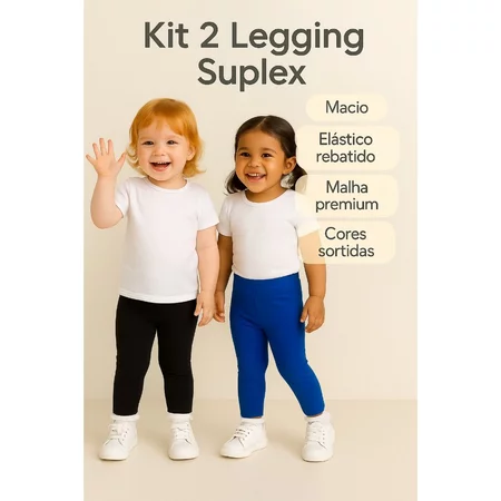 Kit 2 Calças Legging Infantis LDS CONFECÇÕES