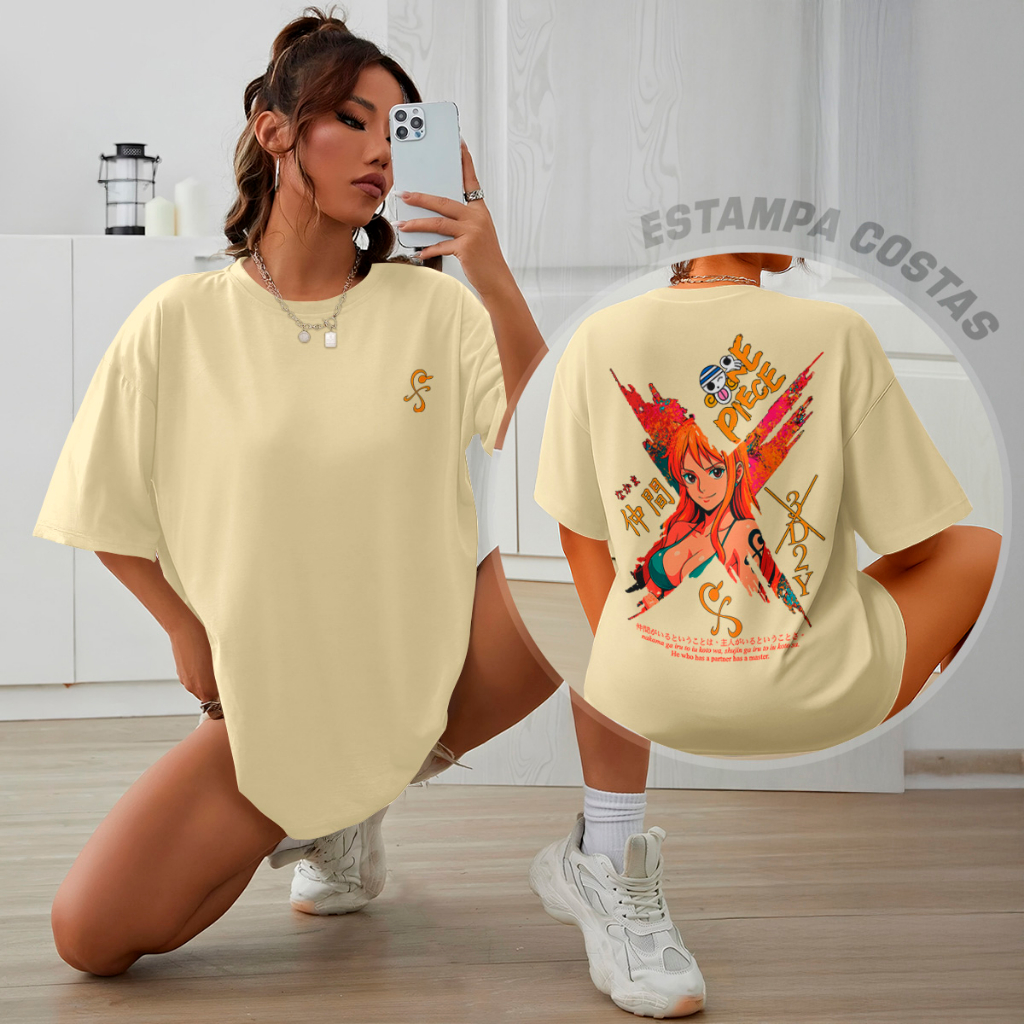 Camiseta de Algodão Nami One Piece Anime Estilo Nerd Otaku Geek