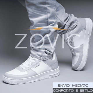 Tênis Masculino Branco Street Couro Lançamento 34 a 43 Conforto e Estilo