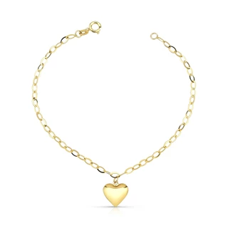 Pulseira Feminina de Ouro 18k Coração Abaulado e Pendurado em Oferta na Shopee