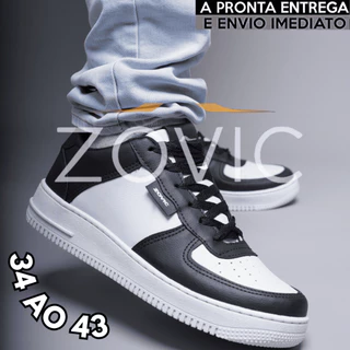 Tênis Masculino Lançamento Branco Street Couro Confortável de 34 a 43