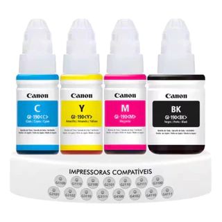 Tinta Original Canon GI-190 (4 Cores Disponivel) – Para Impressoras G1100 G2100 G3100 G4100
