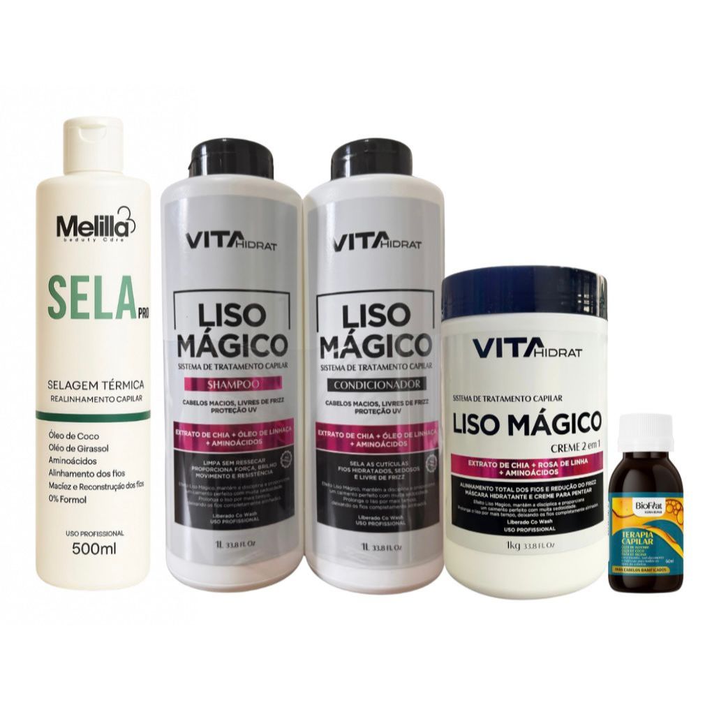 Kit 5 Em 1 Progressiva Orgânica + Tratanto Liso Mágico Linha Completa ...