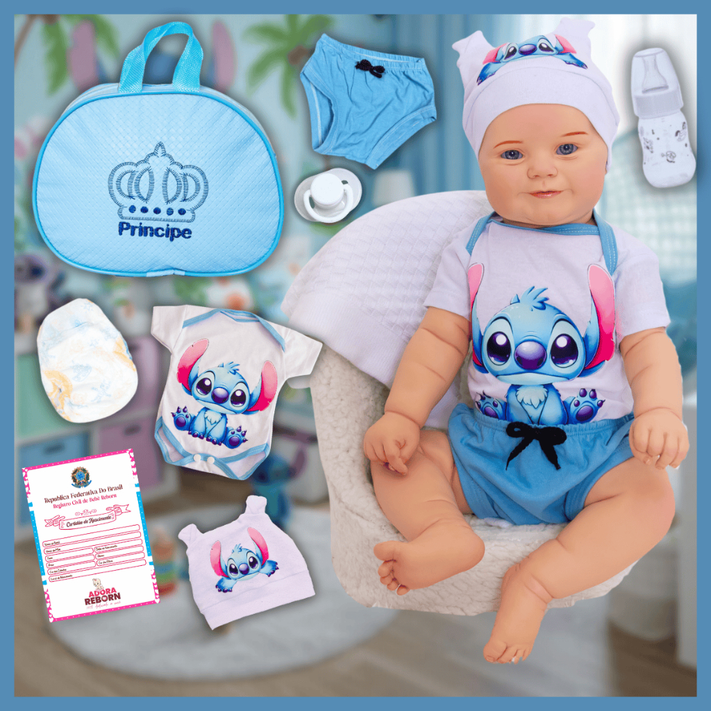 Bebê Reborn Boneco Menino Maddie Stitch Kit Bolsa Maternidade