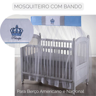 Mosquiteiro para berço americano e nacional mosqueteiro de bebê com bando bordado em Oferta na Shopee