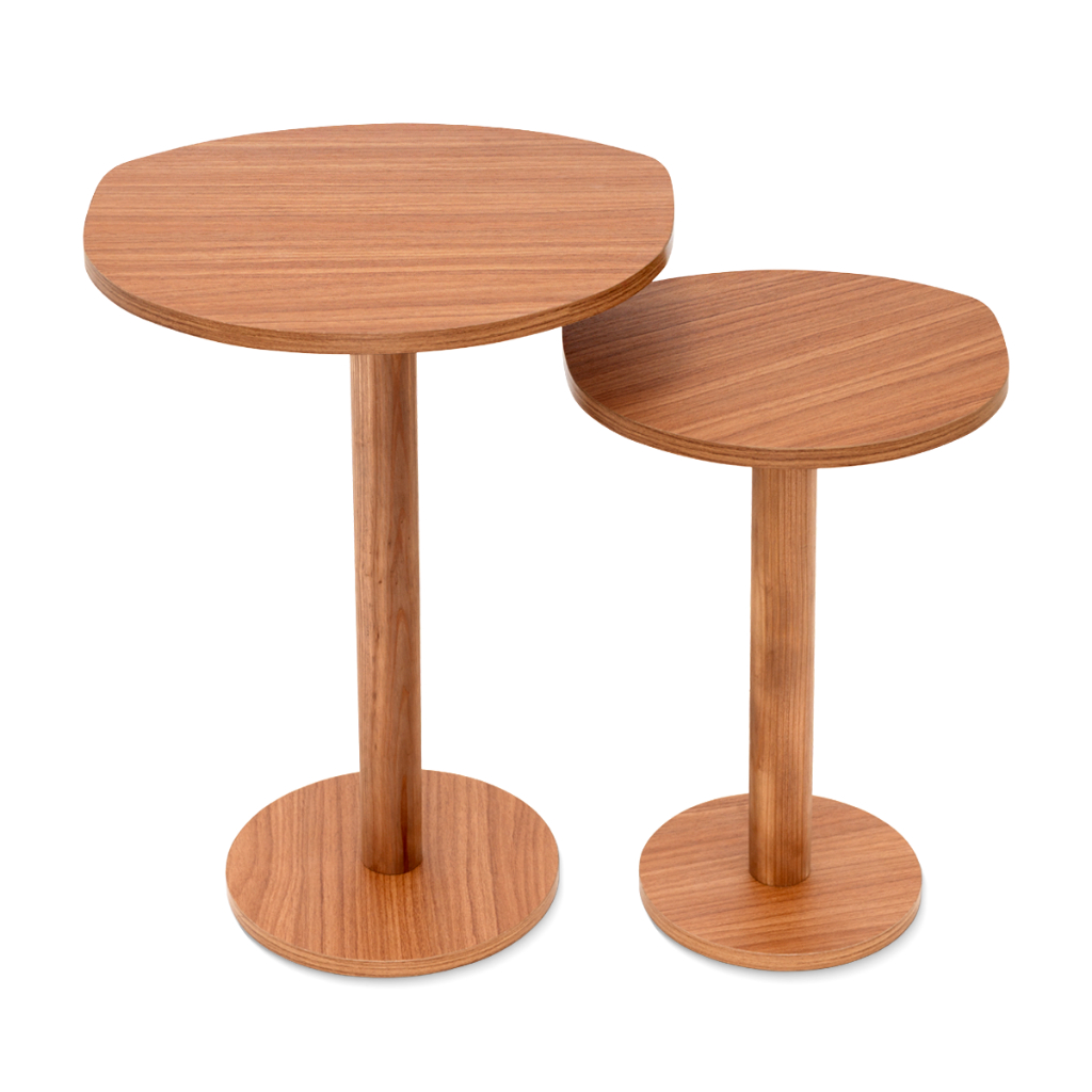 Kit 2 Mesas Laterais Monopé De Madeira Design Orgânico Canto Cama Alt. 45/55cm - Mel