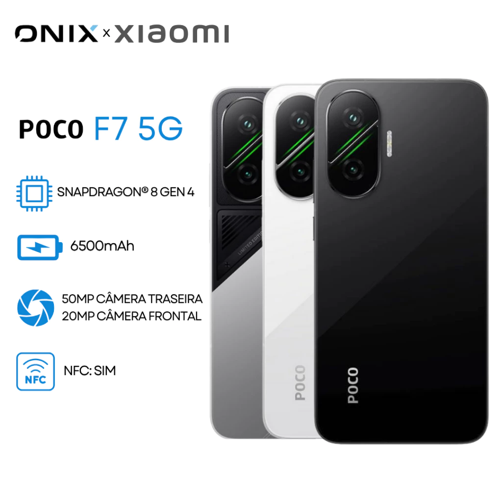 Poco F7 vs. Galaxy S24 FE: Qual é o Melhor Destruidor de Flagships? Poco F7 5G, Processador Snapdragon 8 Gen 4, Bateria 6500mAh, 512GB Armazenamento + 12GB RAM, Versão Global<br>