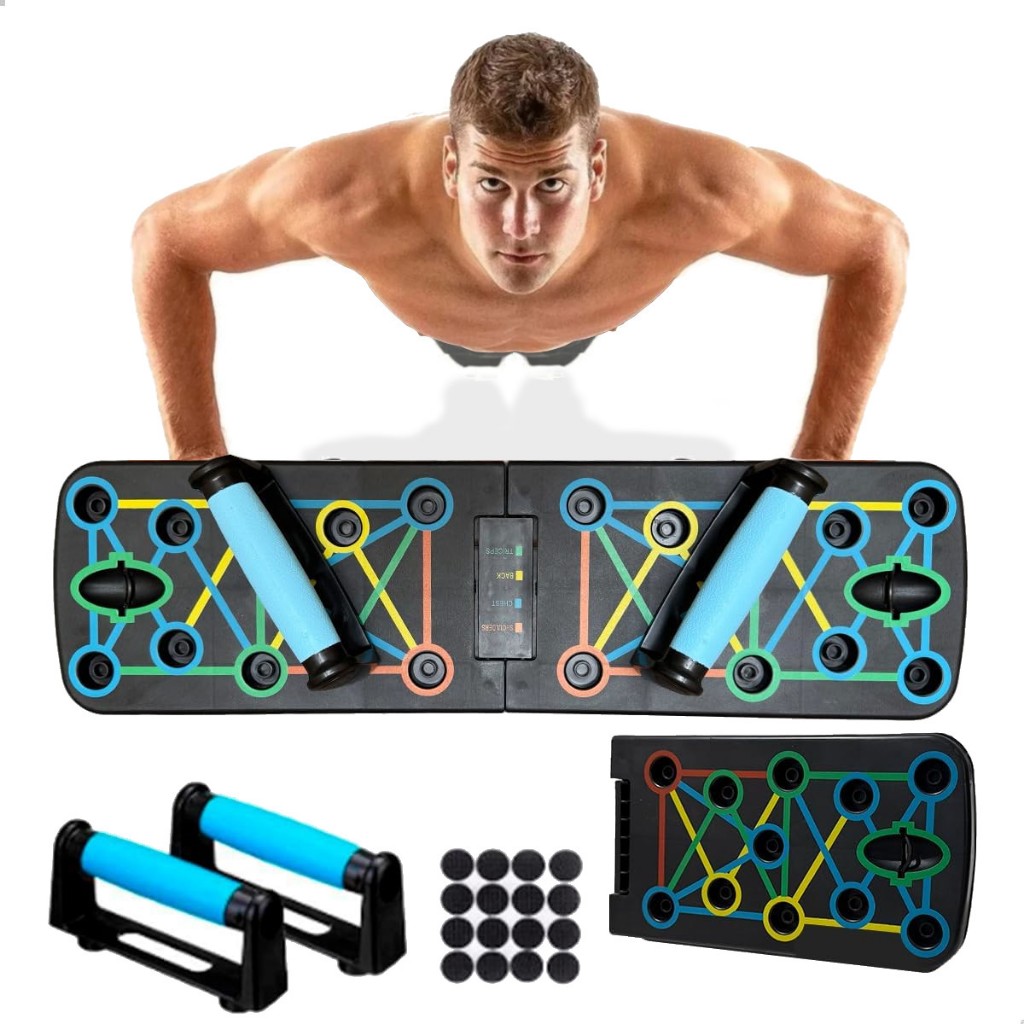 Prancha de Apoio para Flexões de Braços com Alças Removíveis Treino Tríceps Peito Costas