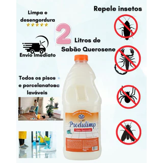 Sabão Querosene 2L Repelente Limpa e Da Brilho Concentrado Limpeza pesada Afasta insetos limpa pisos, porcelanatos em Oferta na Shopee