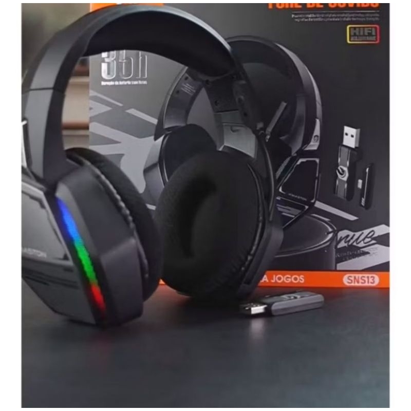 fone Gamer Sem Fio Wireless H'maston Sns13 Adaptador Usb/tipo-c Com Led ...