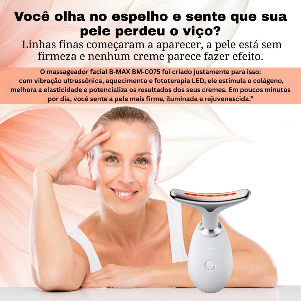 Massageador Facial B-MAX BM-C075 | Led Terapia + Calor | Shopee Brasil