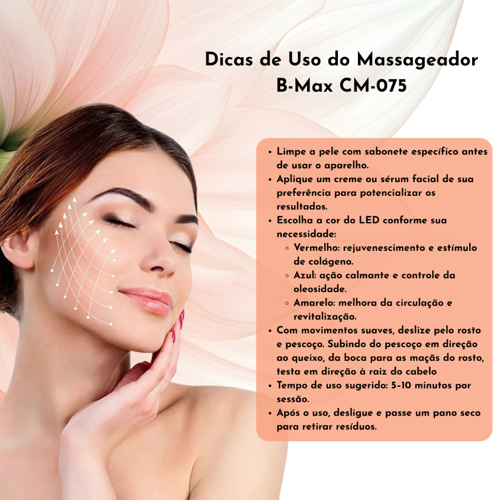 Massageador Facial B-MAX BM-C075 | Led Terapia + Calor | Shopee Brasil