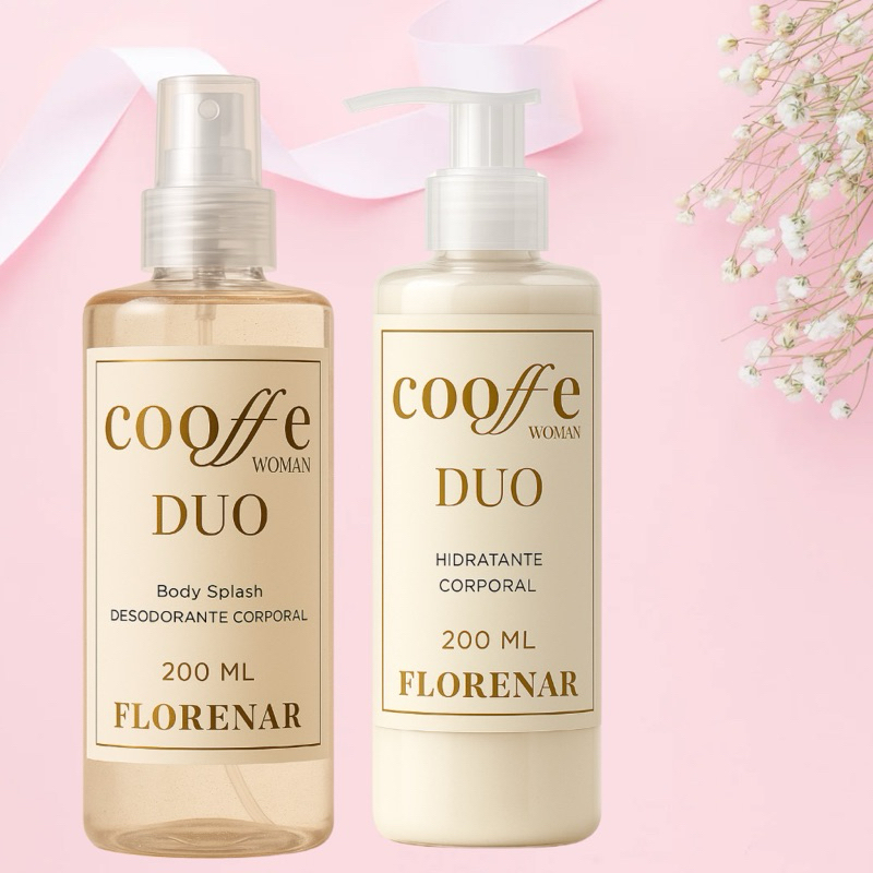 1 Kit feminino Body Splash Coffe Duo com gliter 200Ml + 1 Hidratante ...