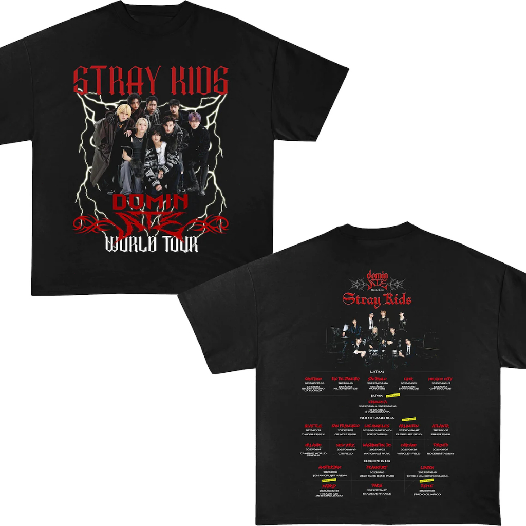 Camiseta T-shirt Unissex Kpop Stray Kids World Tour Maniac