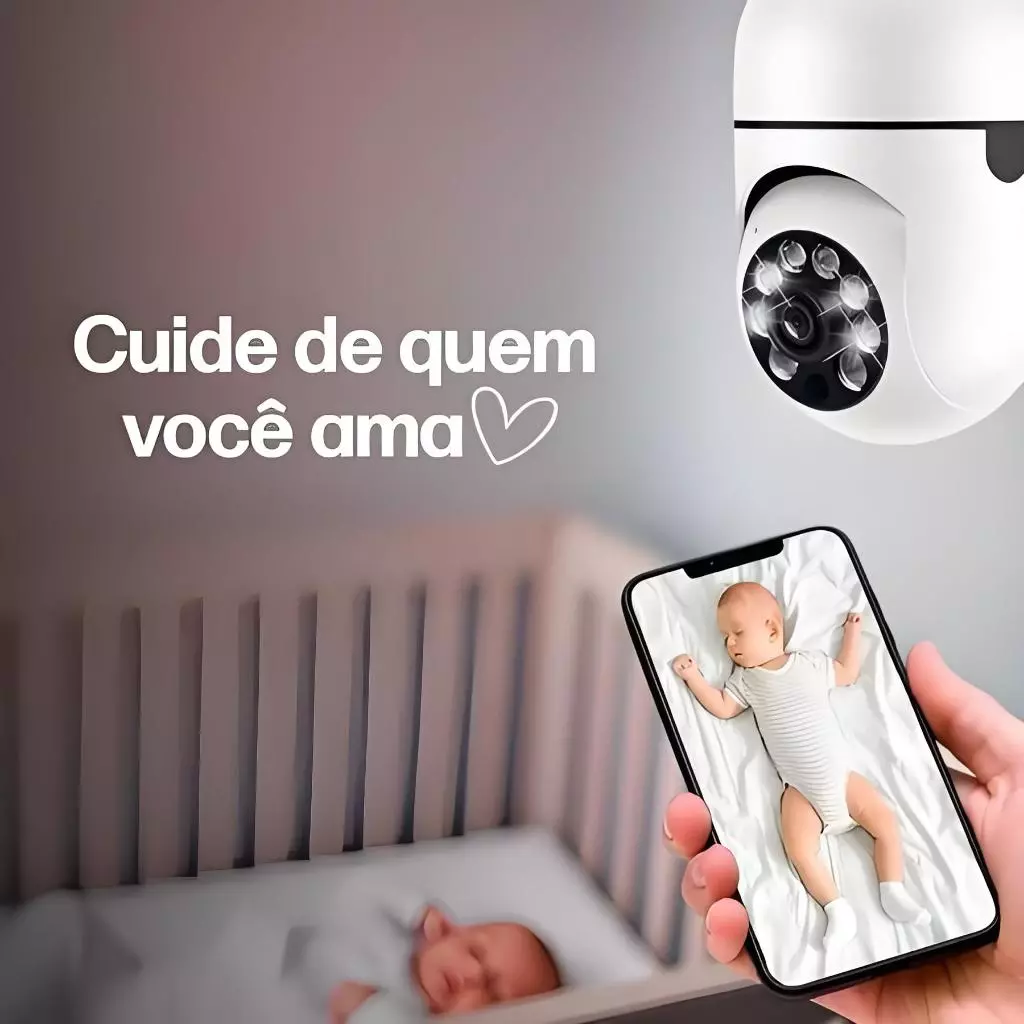 Câmera Segurança Prova D’água Infravermelho Lâmpada Externa 360 Sem Fio Wifi 2.4G