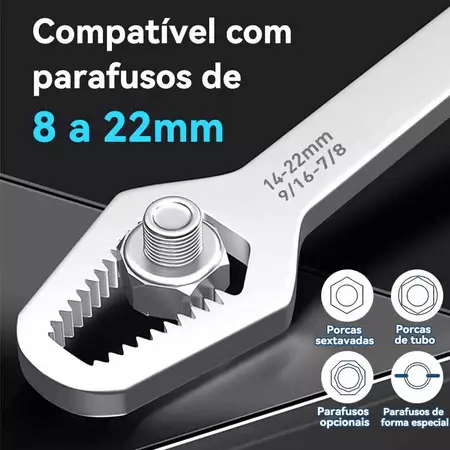 Ferramenta Multifuncional: Chave Boca Fixa Aço 8-22mm com Cabeça Dupla Torx