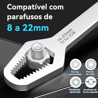 Ferramenta Multifuncional: Chave Boca Fixa Aço 8-22mm com Cabeça Dupla Torx