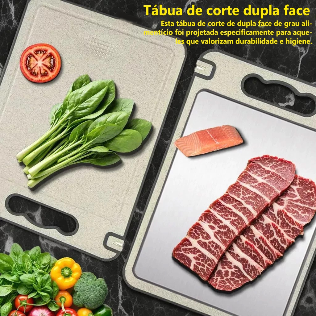 Tábua de Corte Cortar Carne Placa Dupla Face Higiênica em Aço Inox e PP ...