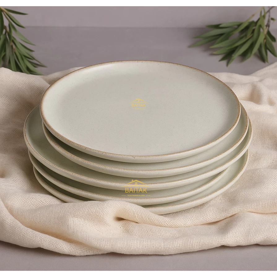 Kit 6 Pratos Raso Moderno 100% Porcelana 27cm