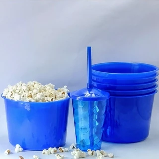 Kit 35 Cinema Balde Pipoca 1,5L + Copos Twister 400ml Acrílico