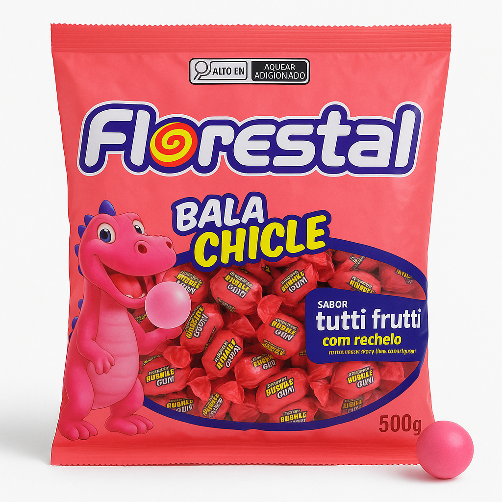 BALA CHICLE TUTTI FRUTTI FLORESTAL 500G