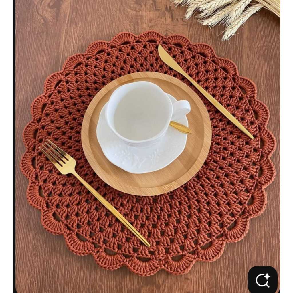 Kit Sousplat de Crochê Simples 2 - 38cm - Mesa Posta Artesanal | Shopee ...
