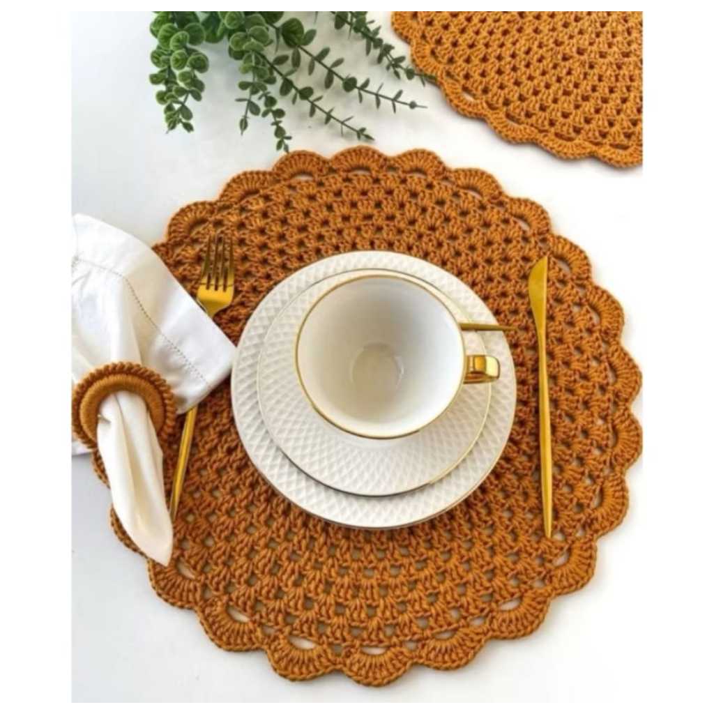 Kit 2 Unidades Sousplat de Crochê - Mesa Posta Artesanal | Shopee Brasil