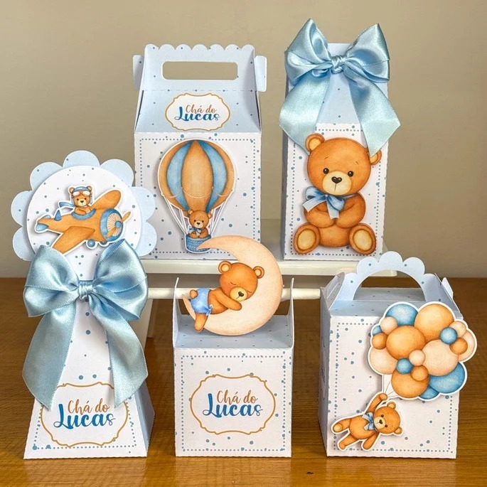 kit festa personalizado chá de bebê/ chá de fraldas azul | Shopee Brasil